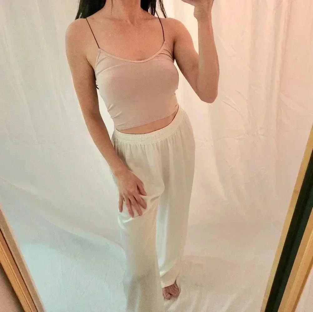 Free people intimately nude strap crop top scoop neck layer basics yoga lounge